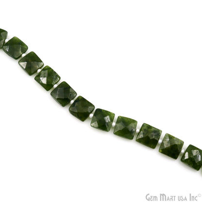 Green Apatite Square Beads, 7.5 Inch Gemstone Strands, Drilled Strung Briolette Beads, Square Shape, 9mm