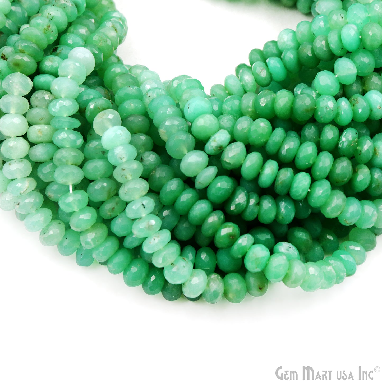 Chrysoprase Rondelle Beads, 13 Inch Gemstone Strands, Drilled Strung Nugget Beads, Faceted Round, 8-9mm