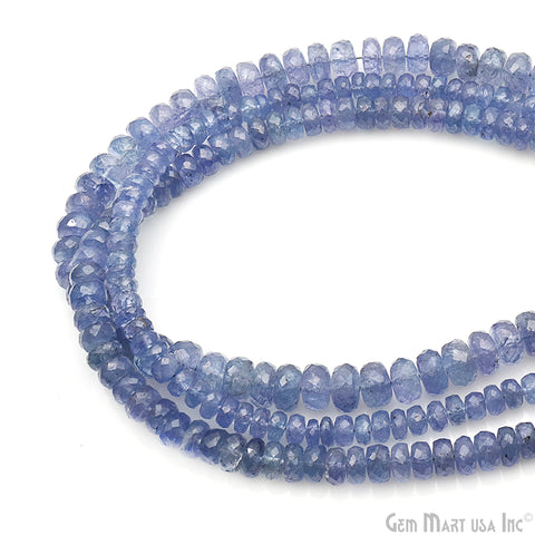 Tanzanite Rondelle Beads, 13 Inch Gemstone Strands, Drilled Strung Nugget Beads, Faceted Round, 6-7mm