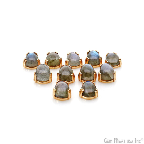 Flashy Labradorite 15x9mm Cabochon Pears Prong Gold Setting Single Bail Gemstone Connector