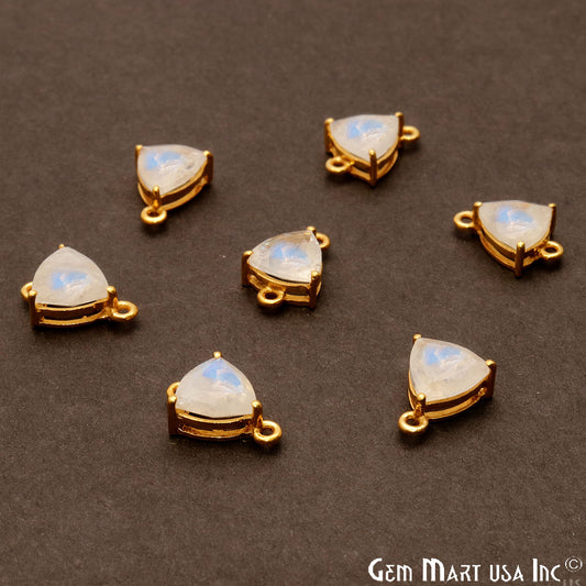 Rainbow Moonstone Prong Setting Gold Plated Flashy Gemstone Connector - GemMartUSA