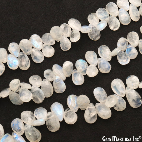 Rainbow Moonstone Pears Beads, 9.5 Inch Gemstone Strands, Drilled Strung Briolette Beads, Pears Shape, 7x11mm