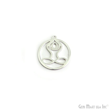 Yoga Shape Laser Finding Silver Plated 25x22.4mm Charm For Bracelets & Pendants