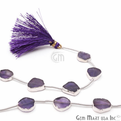 Amethyst Free Form 18x15mm Silver Edged Crafting Beads Gemstone Strands 9INCH - GemMartUSA