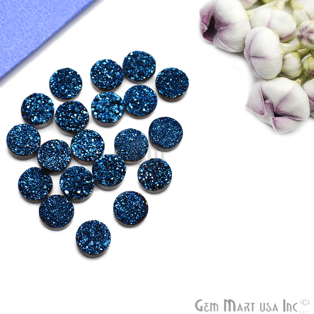 Plain Druzy 8mm Round Shape Loose Cabochon (Pick Your Color) - GemmartUSA