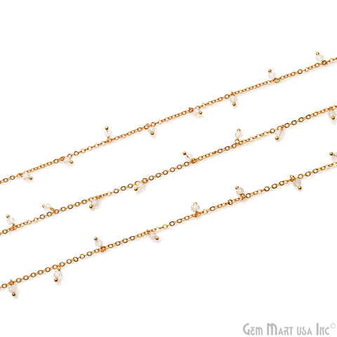 Crystal Faceted Beads 3-4mm Gold Plated Cluster Dangle Chain