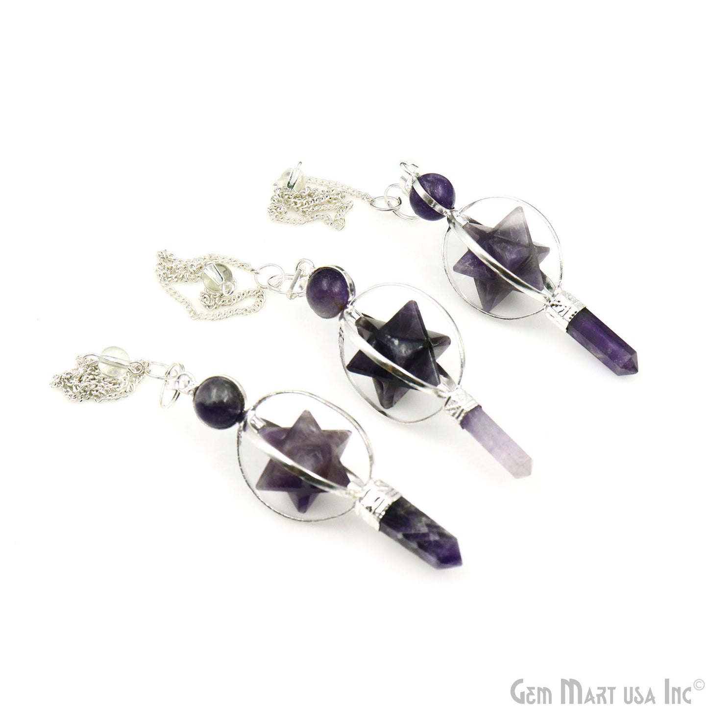 Amethyst Meditation Tool, Crystal Pointed Merkaba Dowsing Pendulum Reiki Healing, Crystal Point