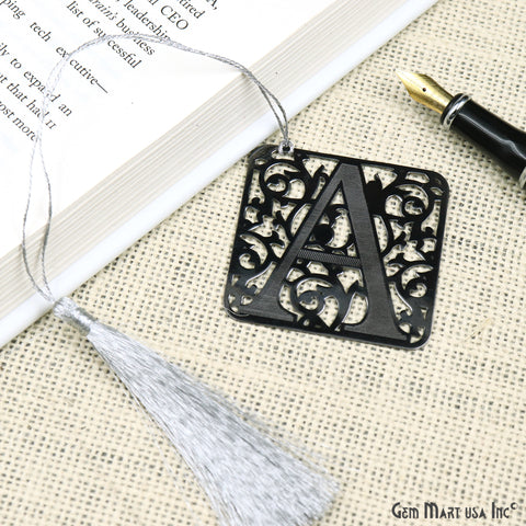 A Alphabet Bookmark With Tassel. Oxidized Bookmark, Reader Gift, Handmade Bookmark, Page Marker, Aesthetic Gift. 50mm