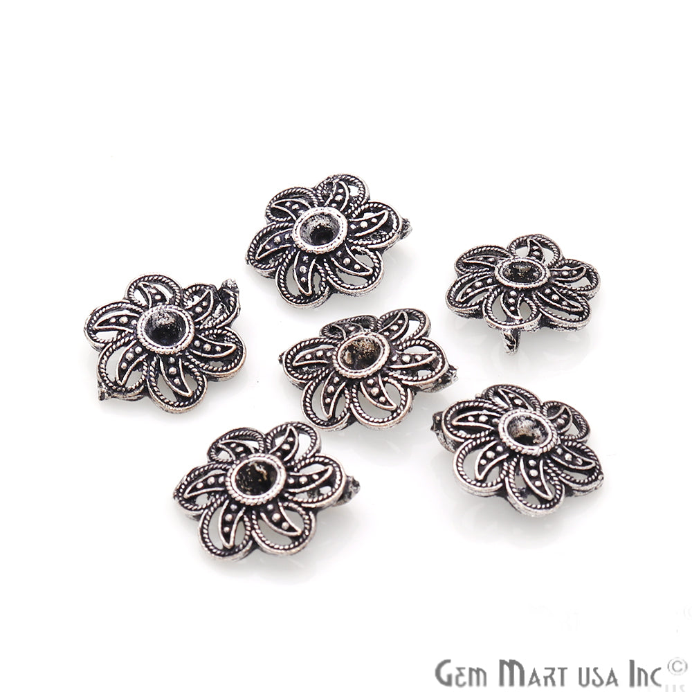 Flower Shape Oxidized 16x13mm Charm For Bracelets & Pendants - GemMartUSA