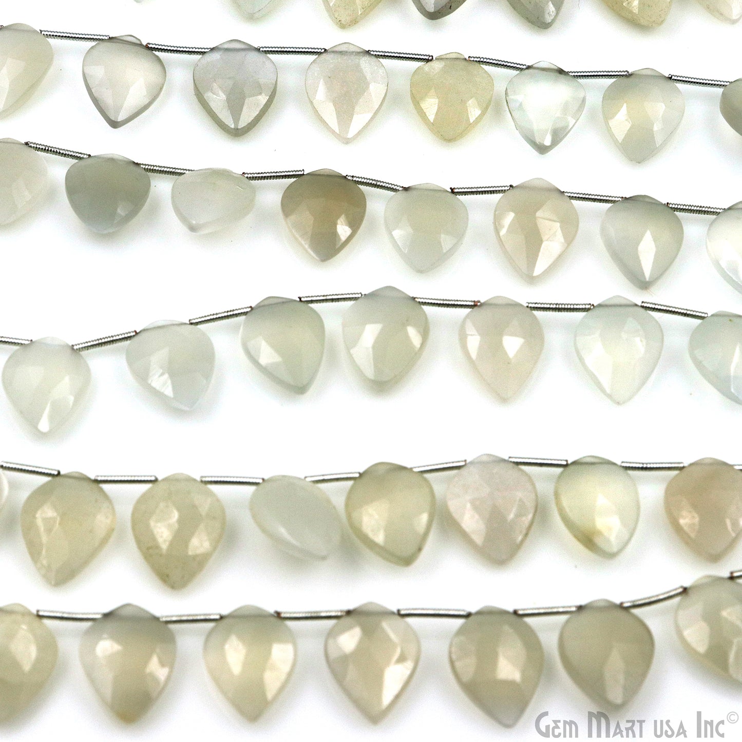 White Chalcedony Kite Beads, 6 Inch Gemstone Strands, Drilled Strung Briolette Beads, Kite Shape, 16x12mm