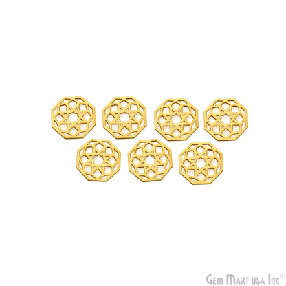 Hexagon Shape Charm Laser Finding Gold Plated 13mm Charm For Bracelets & Pendants