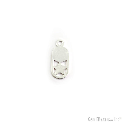 Oval Shape Laser Finding Silver Plated 19.3x8mm Charm For Bracelets & Pendants