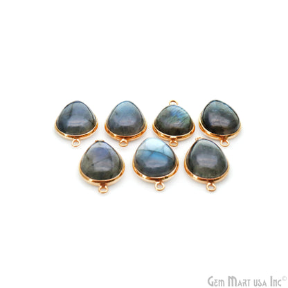 Flashy Labradorite Cabochon 13x18mm Pears Double Bail Gold Plated Gemstone Connector