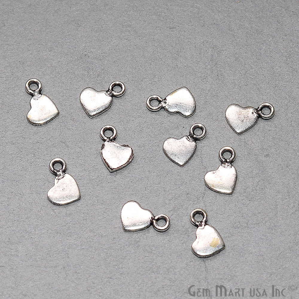 5pc Lot Heart Shape Oxidized 9x6mm Charm For Bracelets & Pendants - GemMartUSA