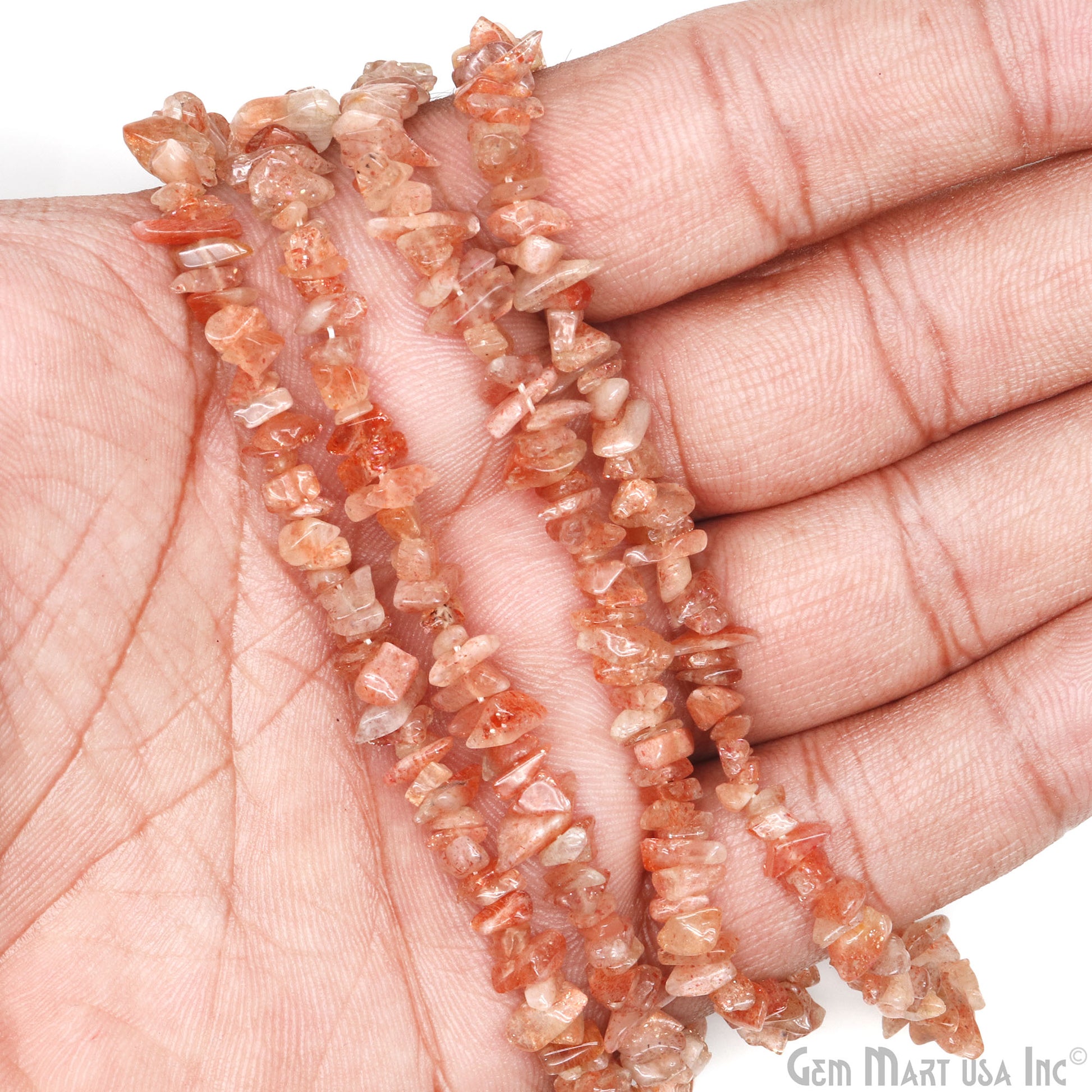 Natural Sun Stone Chip Beads Strand Full Strand 34 Inch (762226671663)