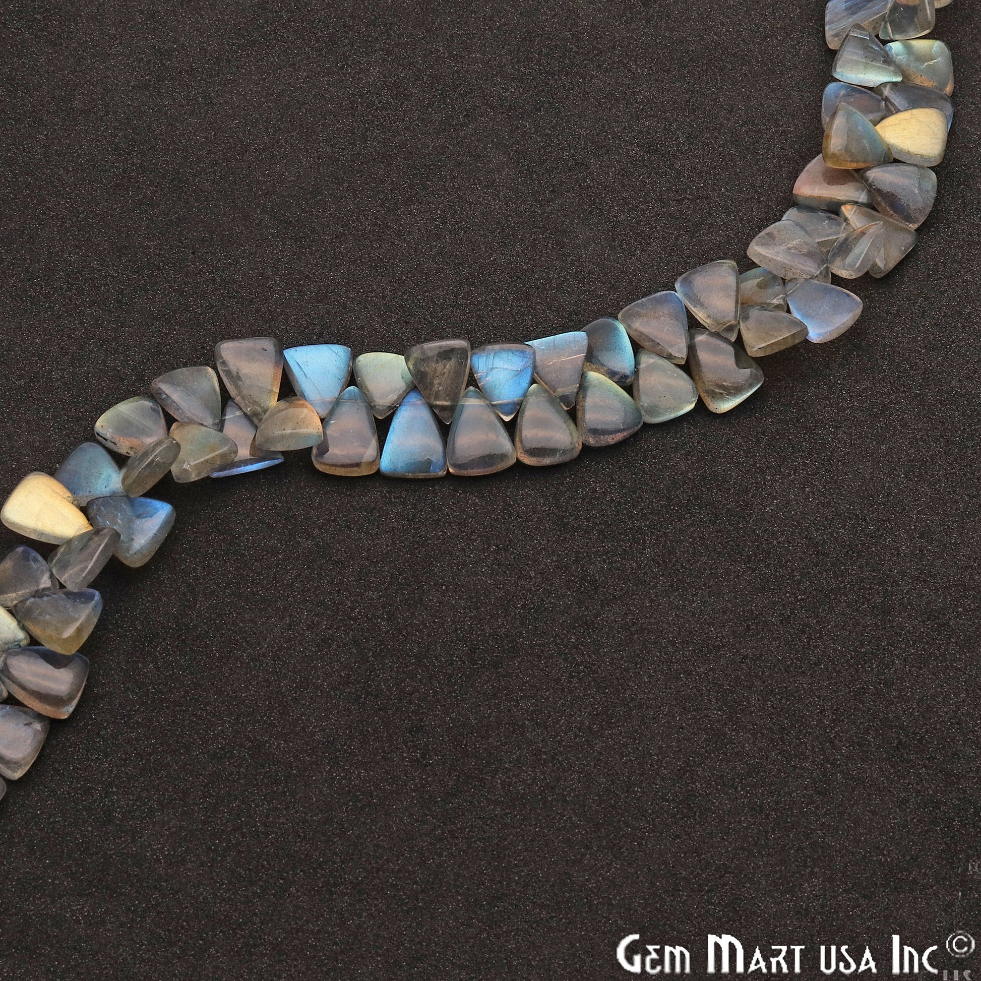 Labradorite Triangle 10x7mm Cabochon Crafting Beads Gemstone Strands 8 Inch - GemMartUSA