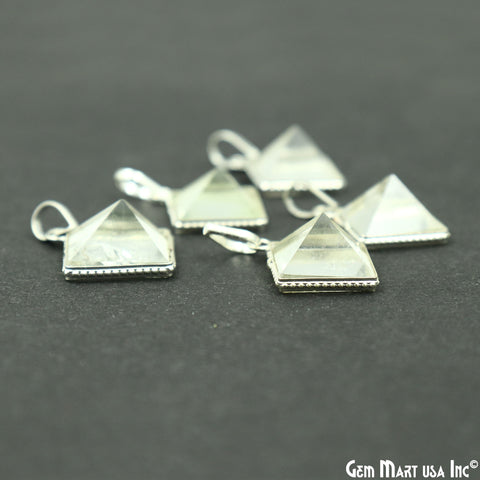 Crystal Pyramid 15mm Shape Silver Plated Pendant