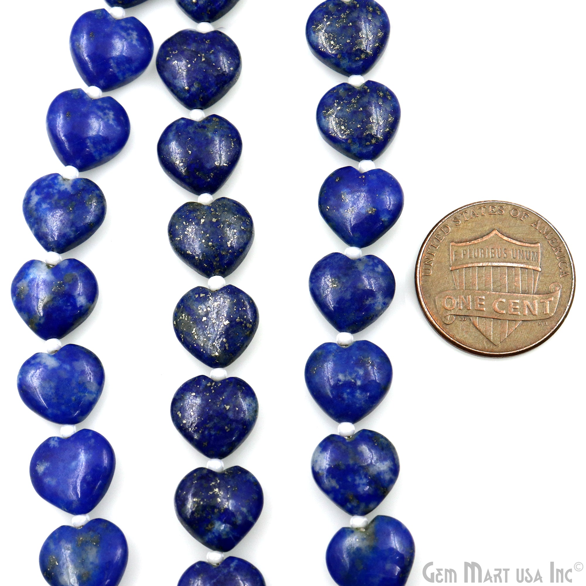 Lapis Heart Shape Cabochon Beads 10mm Gemstone 7 Inch Strands Briolette Drops