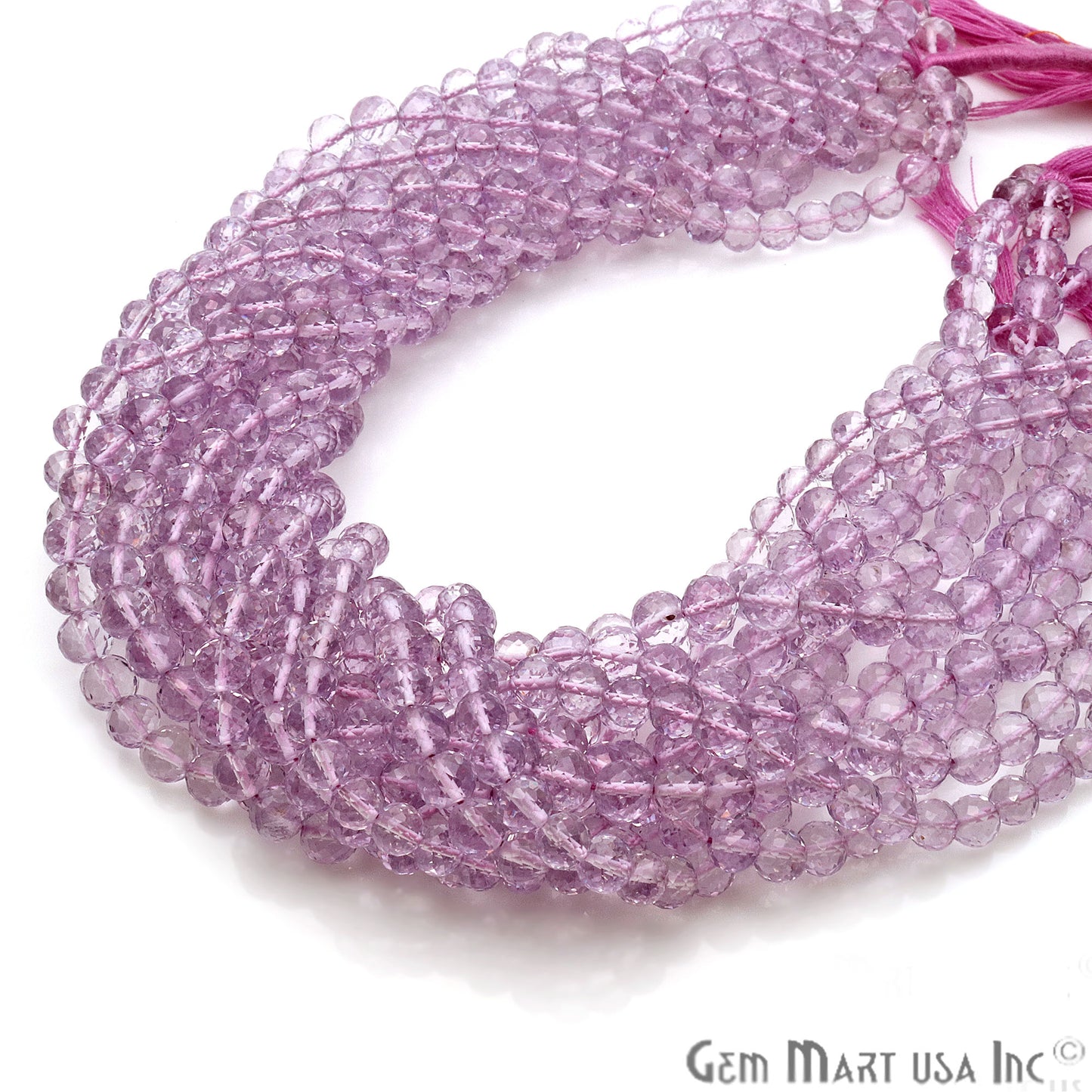 Pink Amethyst Round 6-7mm Crafting Beads Gemstone Strands 14INCH - GemMartUSA