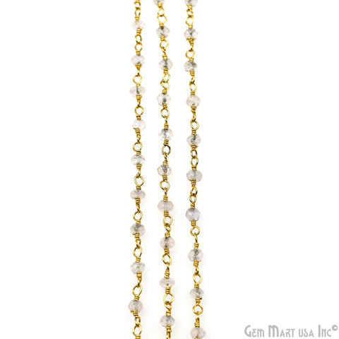 Crystal 3-3.5mm Gold Plated Wire Wrapped Beads Rosary Chain