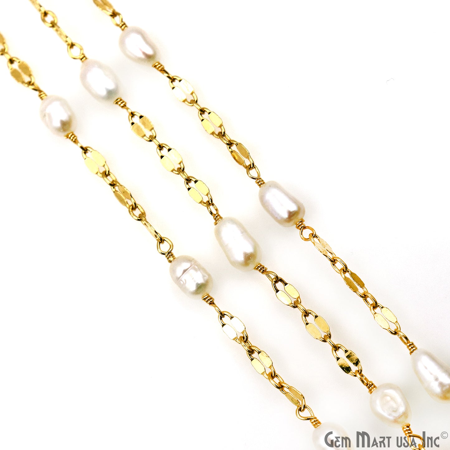 Pearl Oval Beads Gold Plated Finding Rosary Chain