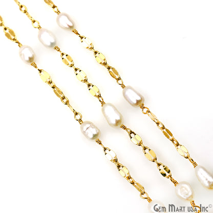 Pearl Oval Beads Gold Plated Finding Rosary Chain