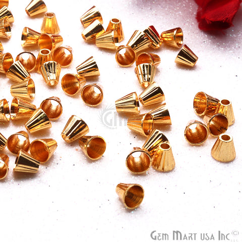 5pc Lot Gold Plated Cone Acrylic Findings 6x5mm Tassel Caps - GemMartUSA