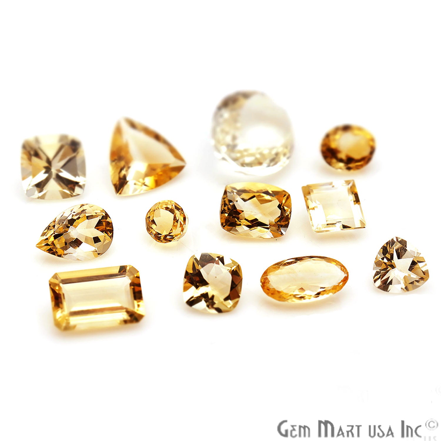 100 Cts Mix Citrine Stones 10-15mm Faceted Precious Loose Gemstones - GemMartUSA