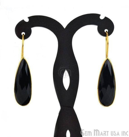 Gold Plated Pears Shape 11x30mm Gemstone Dangle Hook Earring Chhose Gemstone (90021-1) - GemMartUSA