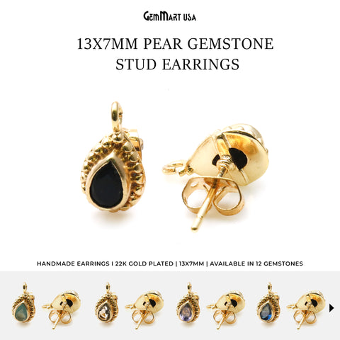 Pear Shape Gold Plated 13x7mm Hoop Stud Earring