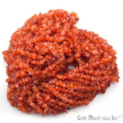 Dark Carnelian Chip Beads, 34 Inch, Natural Chip Strands, Drilled Strung Nugget Beads, 3-7mm, Polished, GemMartUSA (CHDC-70001)