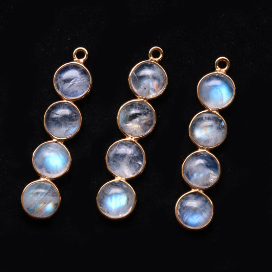 DIY Rainbow Moonstone Gold Plated 35X8mm Line Shape Chandelier Finding Component - GemMartUSA