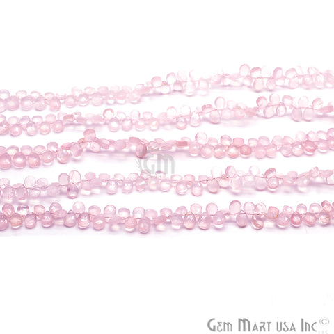 Rose Quartz Pears Briolette Gemstone 7x5mm Beads Rondelle - GemMartUSA