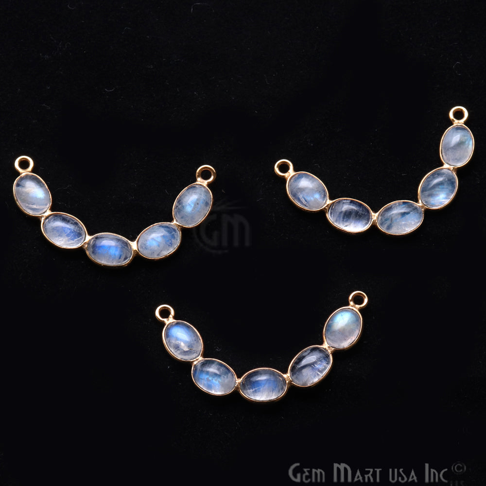 DIY Rainbow Moonstone 32x6mm Double Bail Chandelier Finding Component (Pick Your Metal) - GemMartUSA