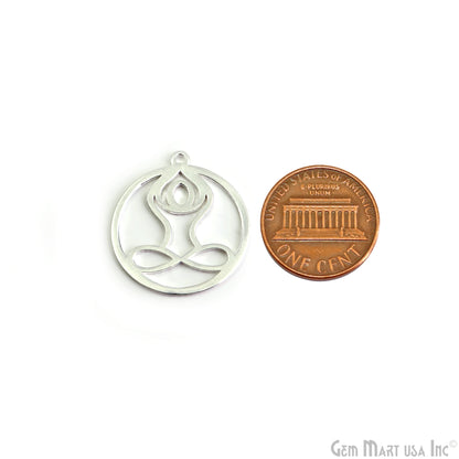 Yoga Shape Laser Finding Silver Plated 25x22.4mm Charm For Bracelets & Pendants