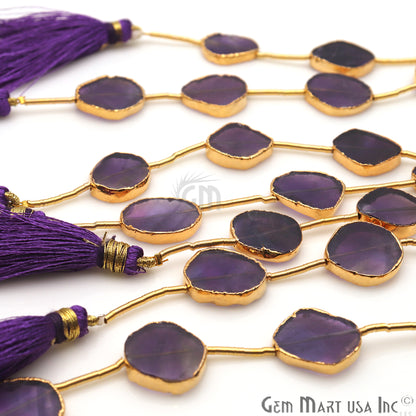 Amethyst Free Form 18x15mm Gold Edged Crafting Beads Gemstone Strands 9INCH - GemMartUSA