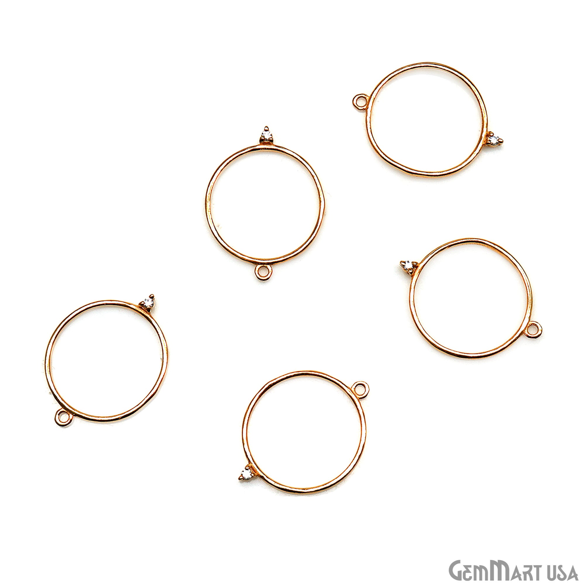 CZ Round Hoop Gold Plated 25X19mm Single Bail Finding