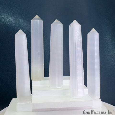 Selenite Gemstone Jumbo Tower Crystal Tower Obelisk Healing Meditation Gemstones 4-5 Inch
