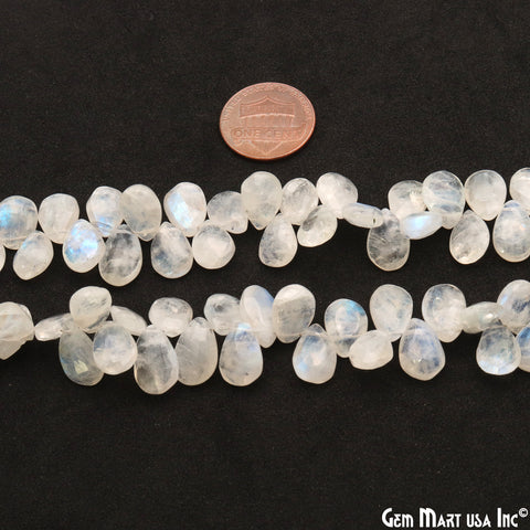 Rainbow Moonstone Pears Beads, 9.5 Inch Gemstone Strands, Drilled Strung Briolette Beads, Pears Shape, 7x11mm
