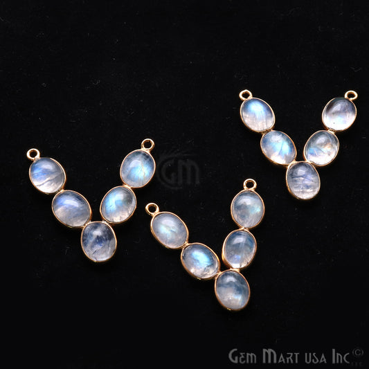 DIY Rainbow Moonstone 30x25mm Gold Plated Chandelier Finding Component - GemMartUSA