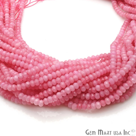 Baby Pink Jade 3-4mm Faceted Rondelle Beads Strands 14Inch - GemMartUSA