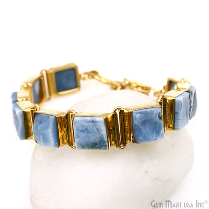 Rough Square Gemstone Toggle Closure Bracelet 7.5 INCH