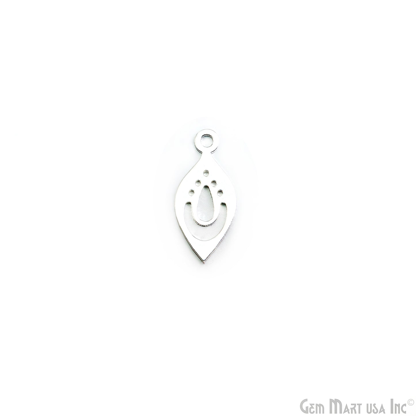 Pear Shape Laser Finding Silver Plated 21.4x9.8mm Charm For Bracelets & Pendants