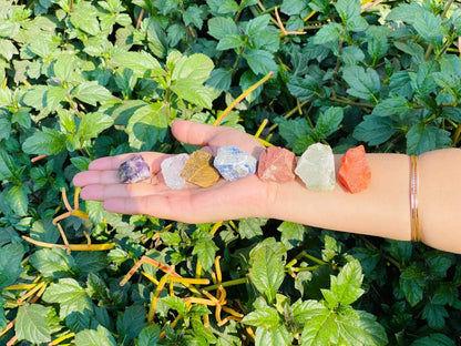 7 Chakra, 31X27MM Rough Multi Color Healing Crystal Stone Set, Natural Stone, Healing stone, Energy Stones