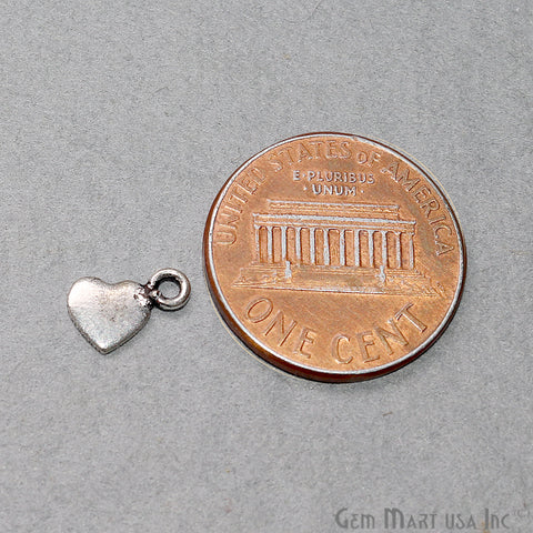 5pc Lot Heart Shape Oxidized 9x6mm Charm For Bracelets & Pendants - GemMartUSA
