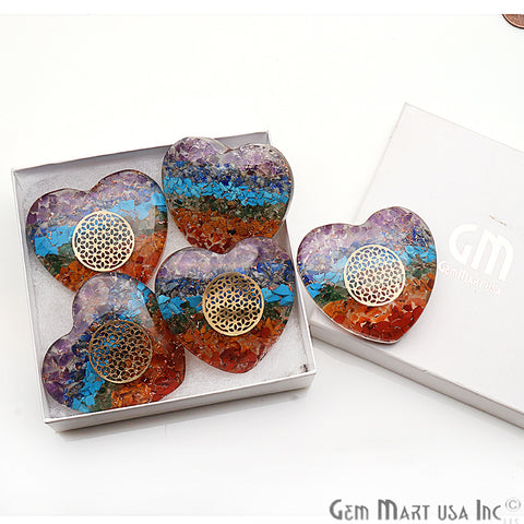 7 Chakra Heart Stone, Engraved Healing, Energy Charged Crystal, Healing Stone, Reiki Meditation - GemMartUSA