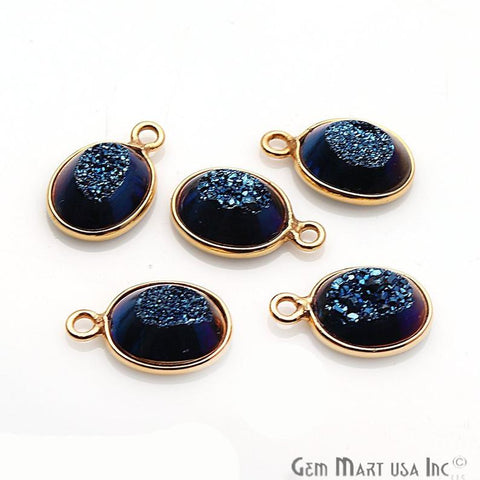 Window Druzy 8x10mm Oval Bezel Cave Druzy Connector (Pick Color, Bail, Plating)