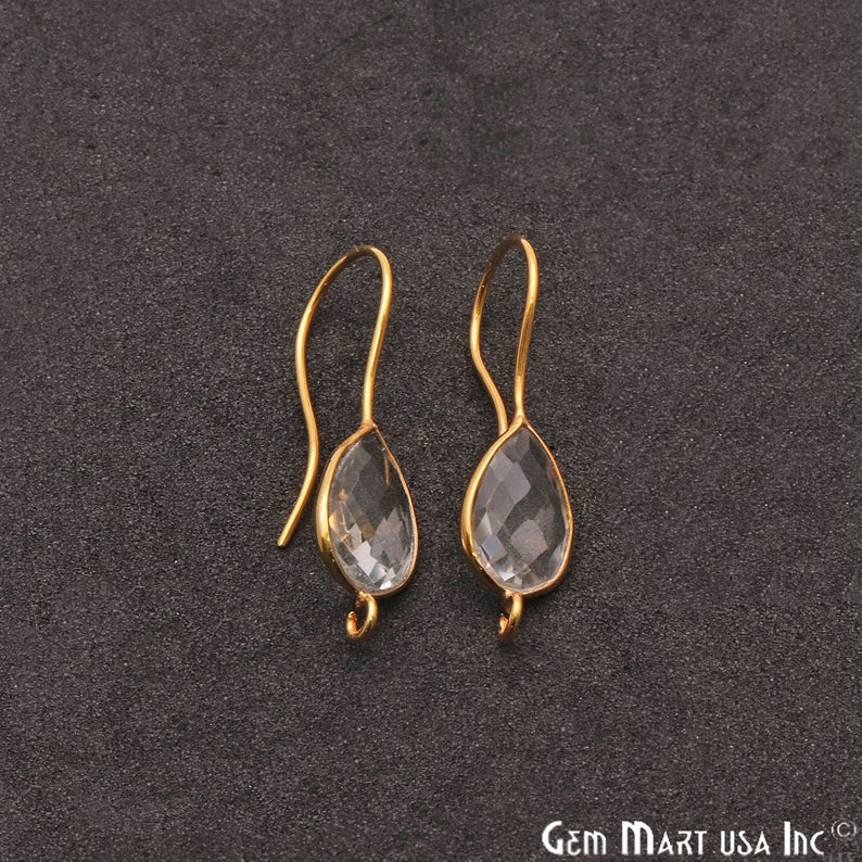 Pear Shape 31x9mm Gemstone Connector Hook Earrings