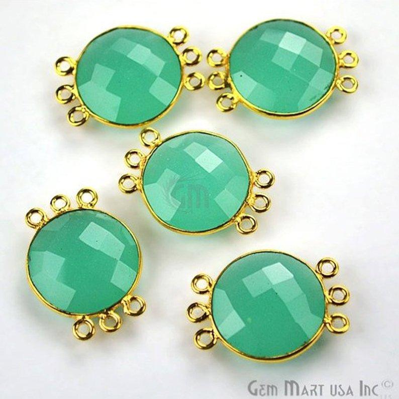 16mm Round 6 Bail Link Gold Bezel Gemstone Connector