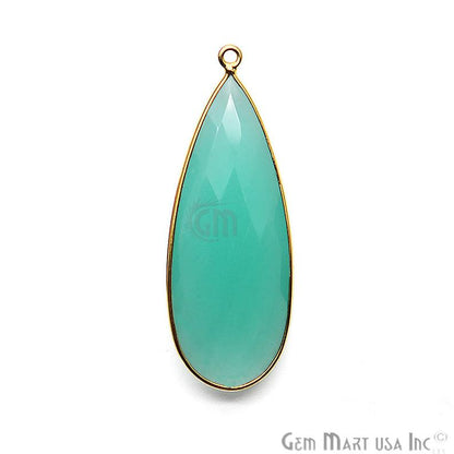 Aqua Chalcedony 44x16mm Gold Plated Single Bail Connector - GemMartUSA